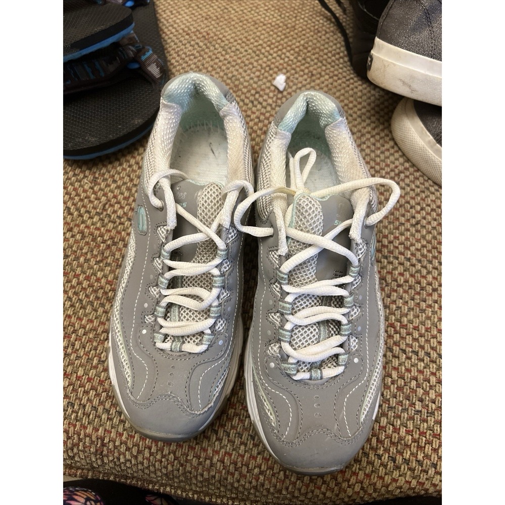 Skechers D'Lites Me Time Sneakers Women Size 7 Gray Pewter Leather 11860